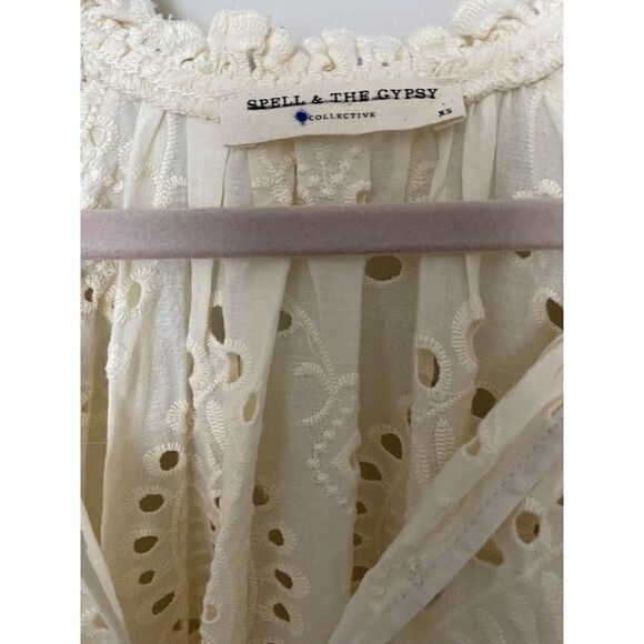 NEW SPELL & THE GYPSY COLLECTIVE Sz XS FAIRYTALE ANGLAISE GOWN EYELET MIDI DRESS - Picture 9 of 10